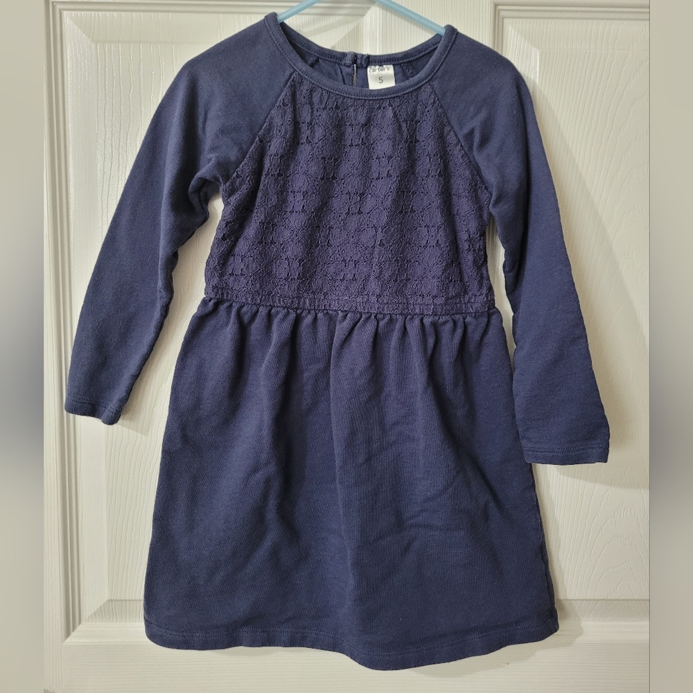 CARTERS Girls Dress Long Sleeves Lace Detail Size 5
